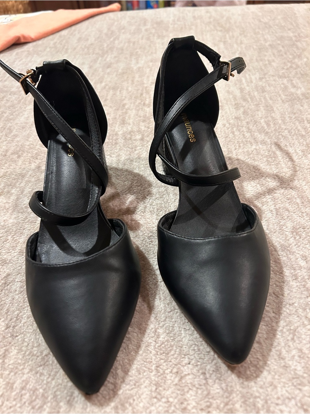 Maurices Black Pointed Ankle-Strap Heels